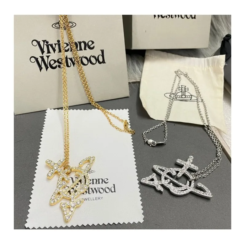

Necklace Full Diamond Arrow Cross Saturn Necklace One Arrow Through Heart Hollow Planet Sweater Chain