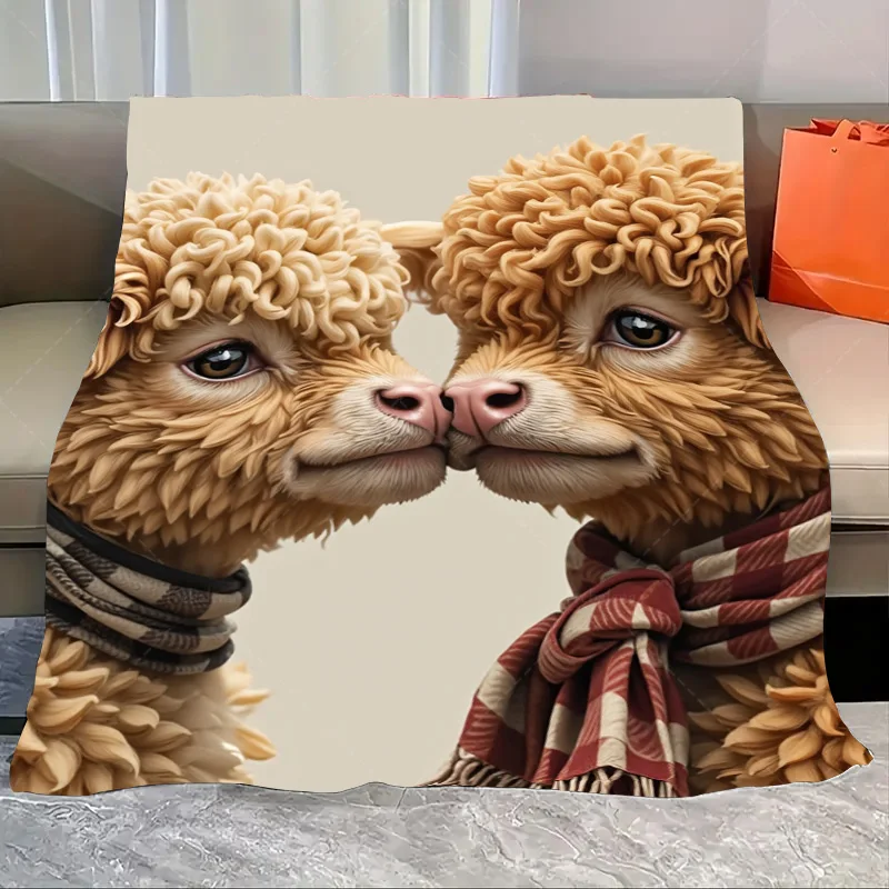 

1 шт. фланелевое одеяло, милый шарф для пары альпаки с принтом, мягкое уютное одеяло для домашнего декора