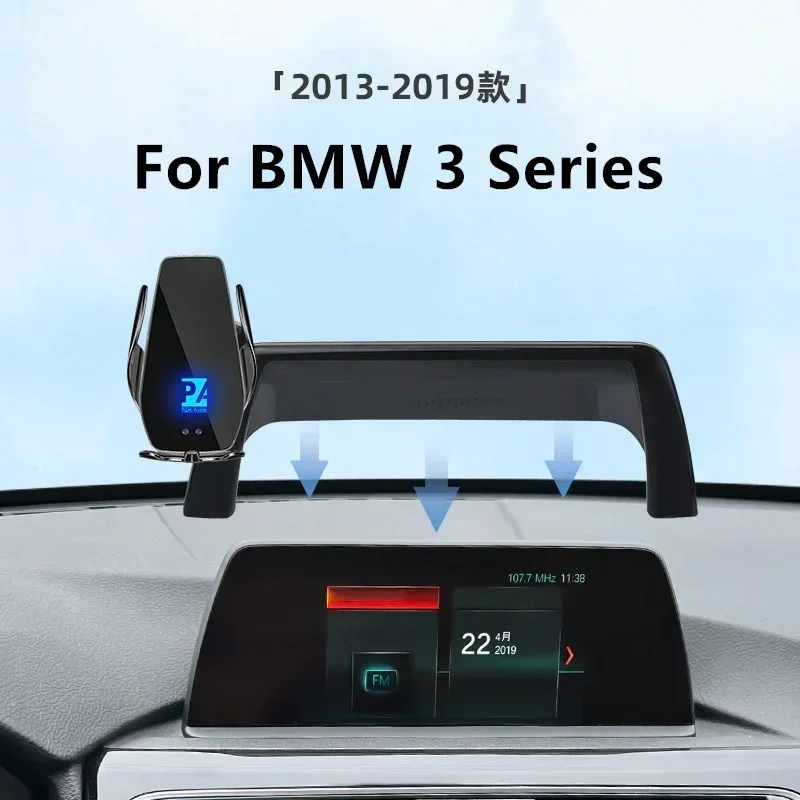 2013-2019 For BMW 3 Series Car Screen Phone Holder Wireless Charger Navigation GPS Phones Mount Bracket 6.5/8.8 Inch Size