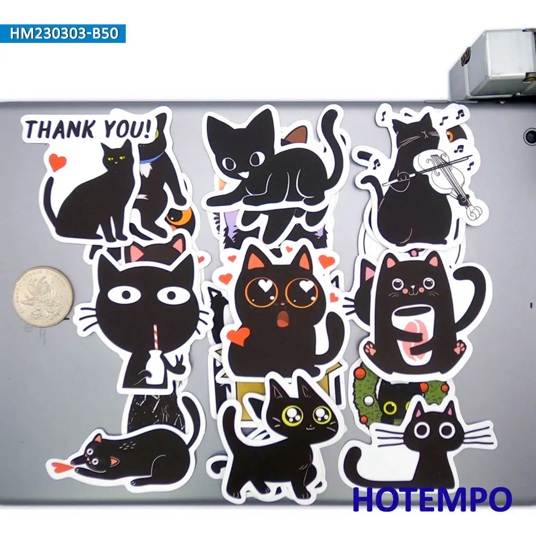 20/30/50 stuks, Leuk huisdier patroon, Cartoon Dier, Zwarte Kattenstickers, voor dagboek, plakboek, Skateboard, bagage, telefoon, fiets, beker, auto, gitaar, Laptop Sticker