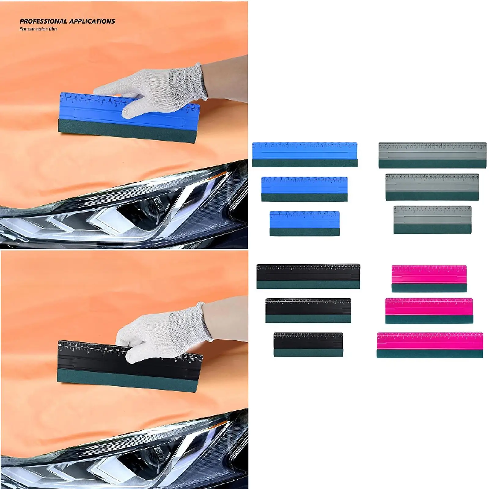 

3Pcs Felt Squeegees Set for Vinyl Wtih Ruler Big Size Wallpaper Squeegee for Making Graphic Window Tint Film Installing