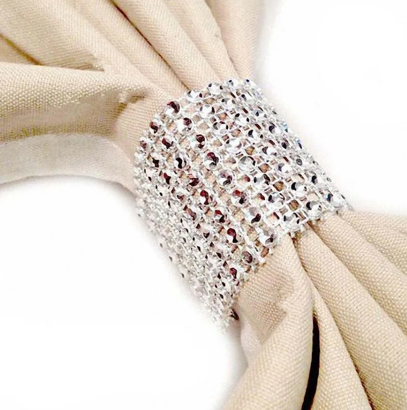 10pcs Gold Silver Napkin Ring Chairs Buckles Wedding Event Decoration Crafts Rhinestone Bows Holder Handmade Party Supplies