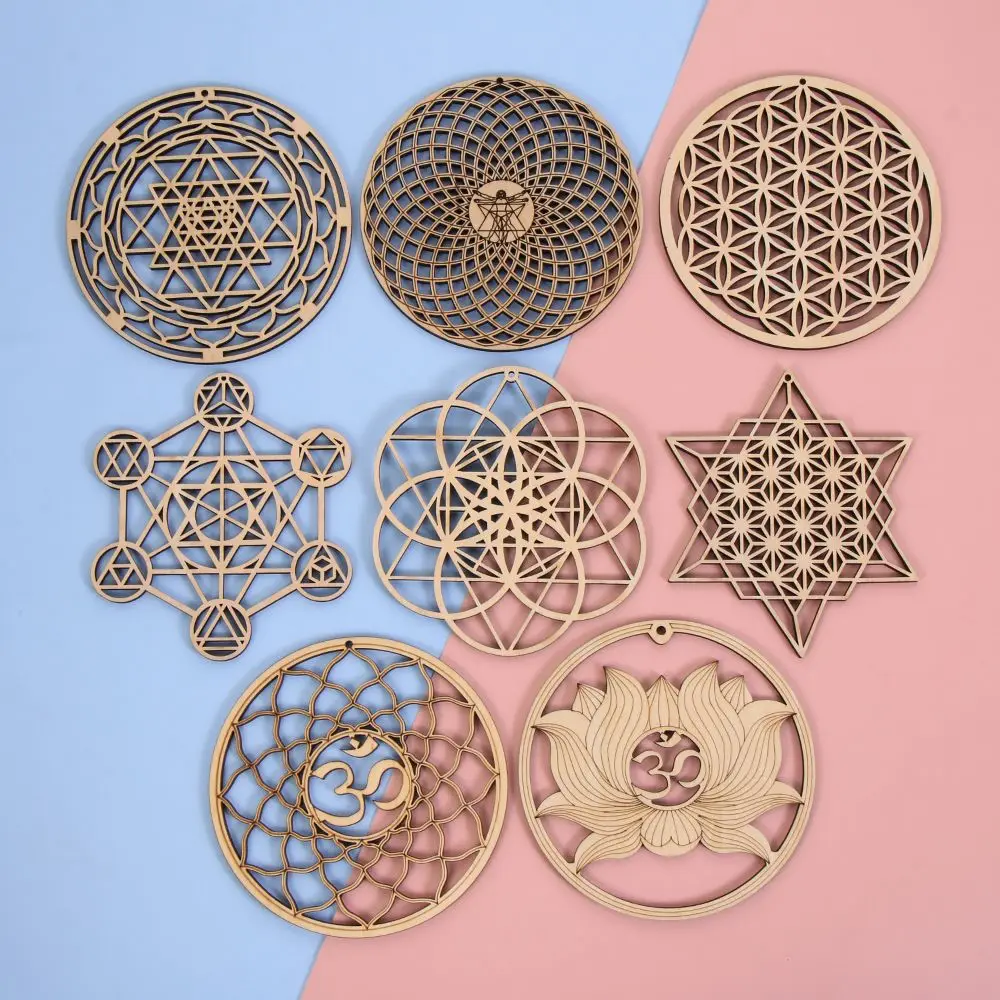 Flower of Life Shape Laser Cut Wooden Wall Sign Wood Wall Art Home Decor Handmade Coasters Craft Making Sacred Geometry Ornament