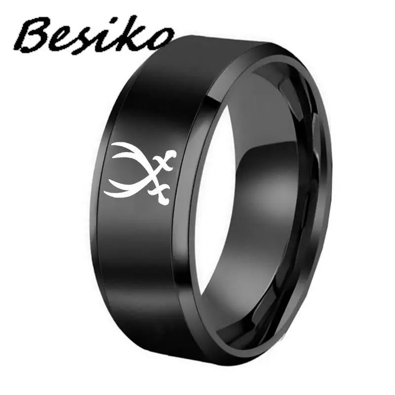 Besiko 2024 ювелирные изделия для фанатов аниме, кольца с логотипом Sword Of Life для женщин и мужчин, кольцо из нержавеющей стали, 8 мм, черные, синие, модные кольца в стиле аниме