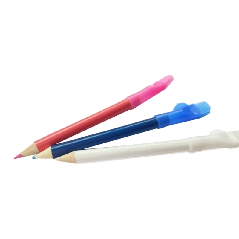 6PCS Tailors ชอล์กดินสอผ้าดินสอพร้อมหมวกแปรง,Erasable เย็บ Mark ดินสอสำหรับผ้า Tracing Quilting