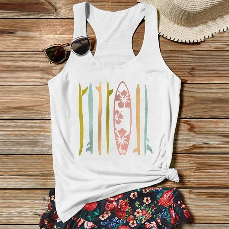 

Funky Surfboards Tank Top Gothic Surf Style Retro Tank Top Vacation Summer Fashion Clothing Pink Top L