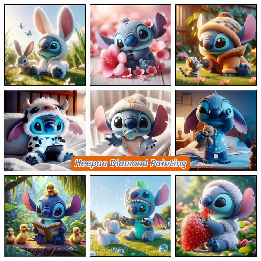 

Baby Lilo And Stitch Disney Cartoon Diamond Painting Kits Photo Art 5d DIY Full Drills Mosaic Cross Stitch Embroidery Home Decor