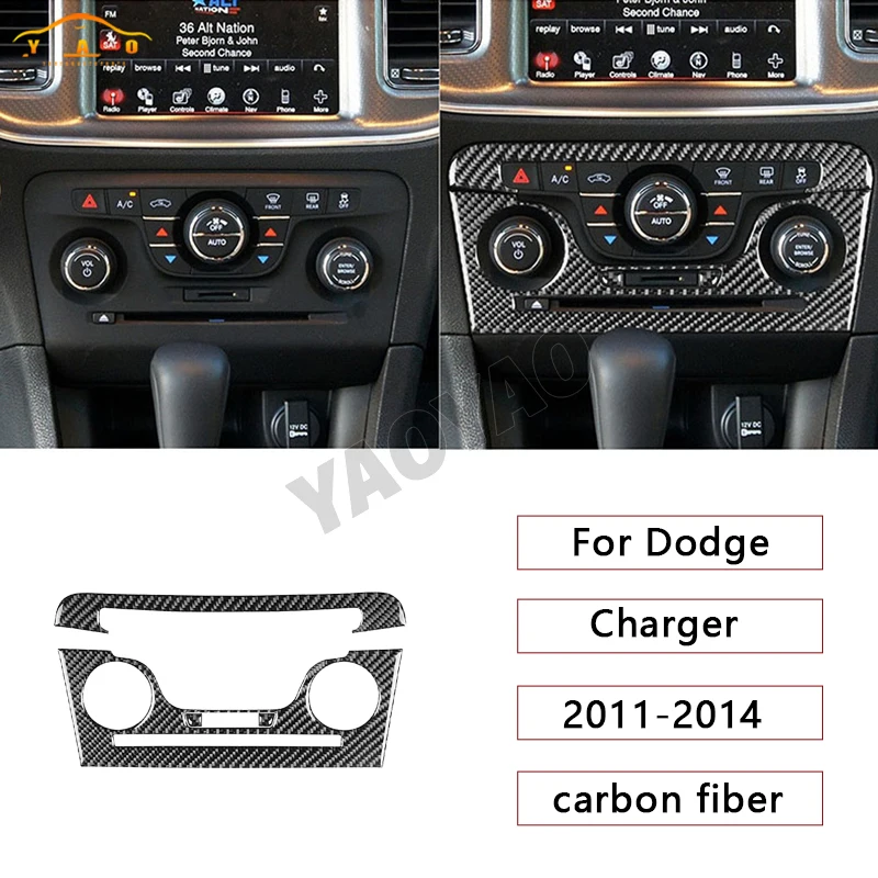 

Carbon Fiber Center Air Conditioning Control Panel Konb Button Trim Frame Decoration Sticker For Dodge Charger 2011-2014