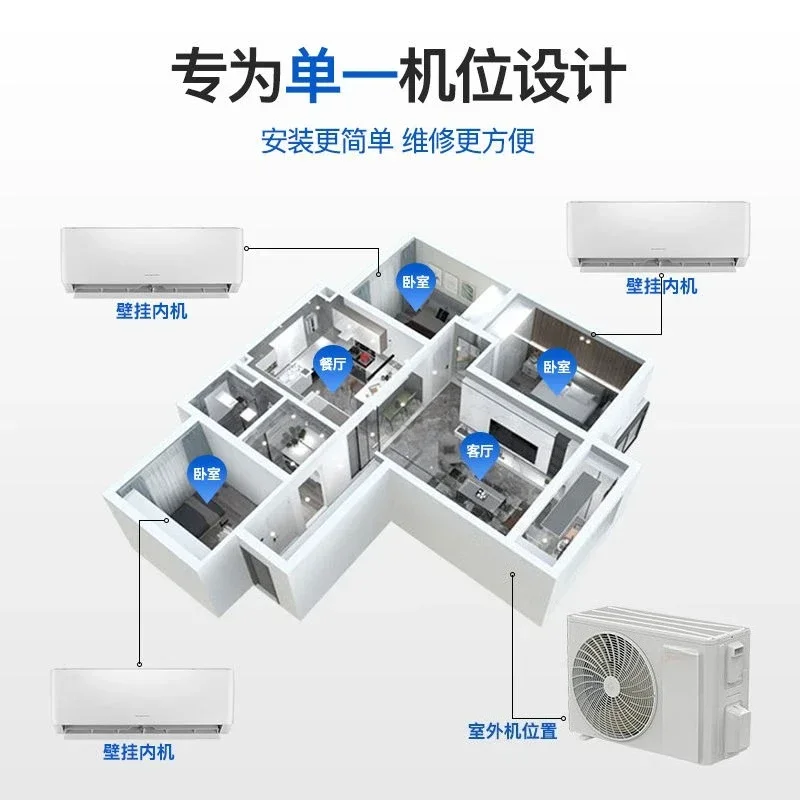 wall-mounted machine, one to two, one to three, 2 horses, 3 horses, frequency conversion cooling and heating split machine