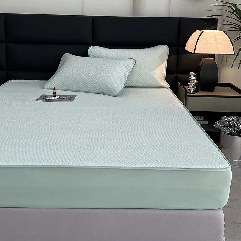 Class A Summer Beddings Set Fitted Sheet Couple Mattress Cover Air Conditioner Mica Cool Mat Double Bedspread on The Bed Linen