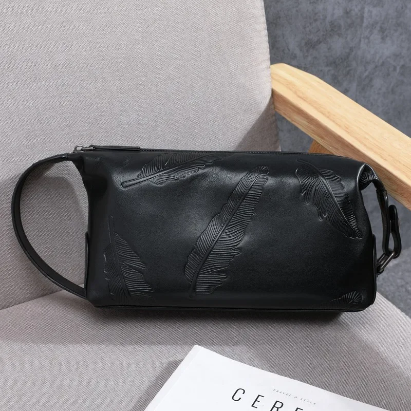 SENOFAN Handbags Men Leaves Genuine Cow Leather Clutch Wallet For Men Fashion Male Brand Designer Ipad Phone Bag Card Holder