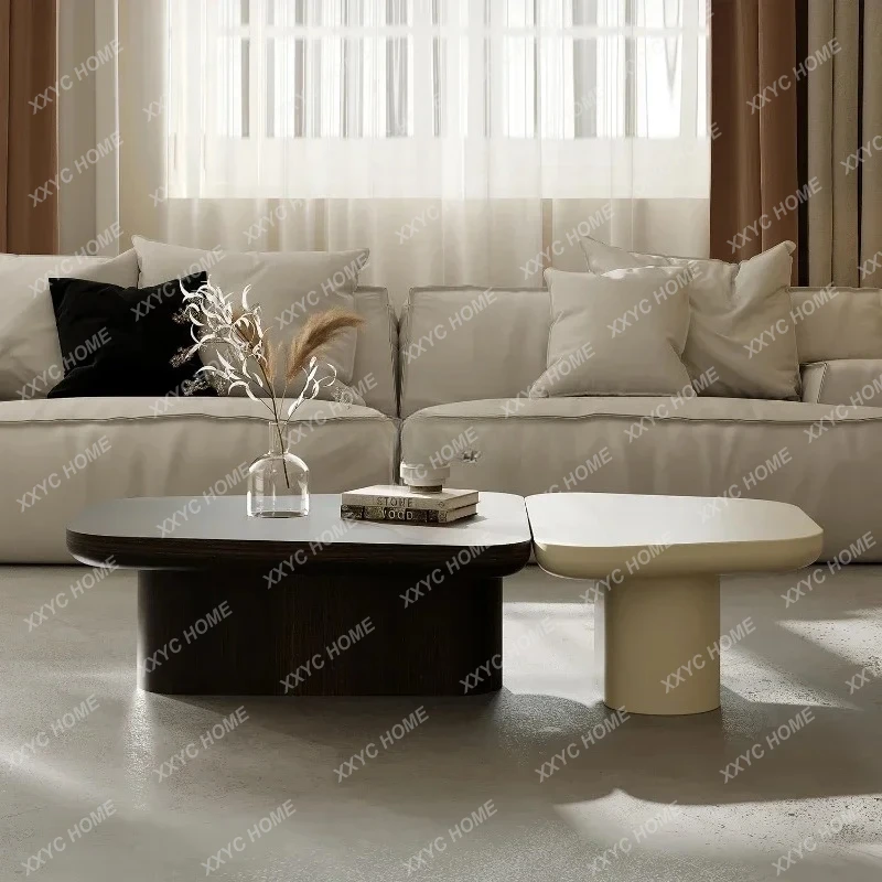 

Lminimalist creative small coffee table living room wabi-sandy wind special-shaped coffee table combination