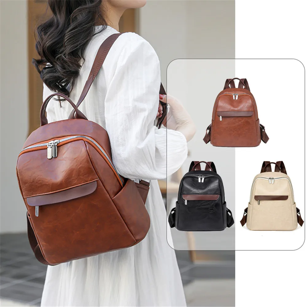 ผู้หญิงหรูหราหนังกระเป๋าเป้สะพายหลังสําหรับสาว Sac A Dos Casual Daypack สีดํากระเป๋าเป้สะพายหลัง Vintage โรงเรียนกระเป๋าสําหรับสาว Mochila Rucksack