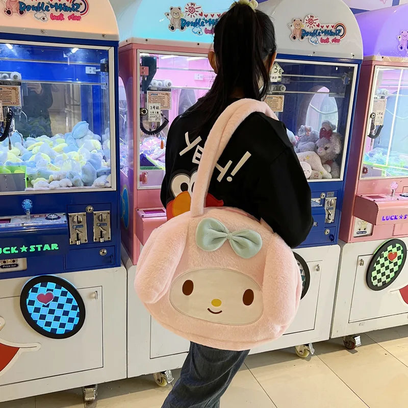 Sanrio Kuromi Melodie Cinna moroll Taschen für Frauen 2024 Mode große Kapazität Plüsch Kawaii Umhängetaschen Mädchen Y2k Handtaschen Geschenk