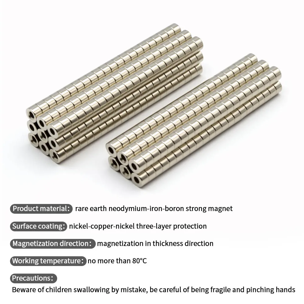 8x5-3mm Powerful Round Neodymium Magnet With Hole NdfeB N35 Permanent Magnetic imanes Super Strong Magnets Refrigerator Magnet