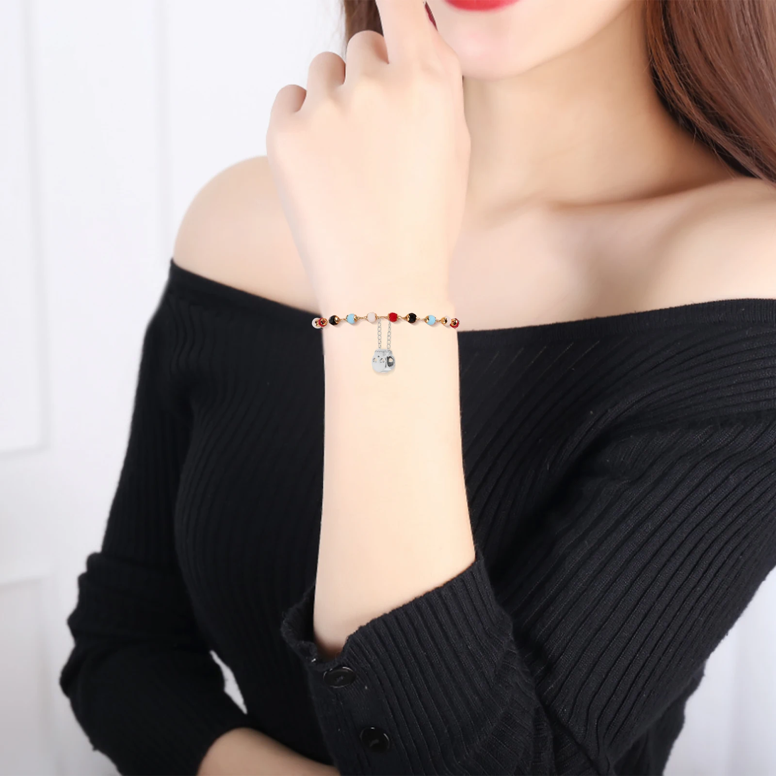 

100Pcs Skull Beads Head Spacer Gothic Large Hole Charms for DIY Jewelry Making Bracelets Necklaces Earrings Silver