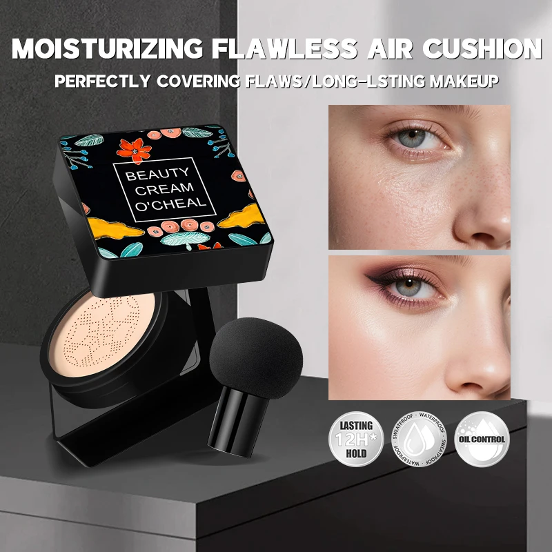 O'CHEAL Mushroom Cushion CC Cream Gesichts-Make-up Luftige Abdeckung Langanhaltend Feuchtigkeitsspendend Wasserfest Ölkontrolle Concealer BB Cream