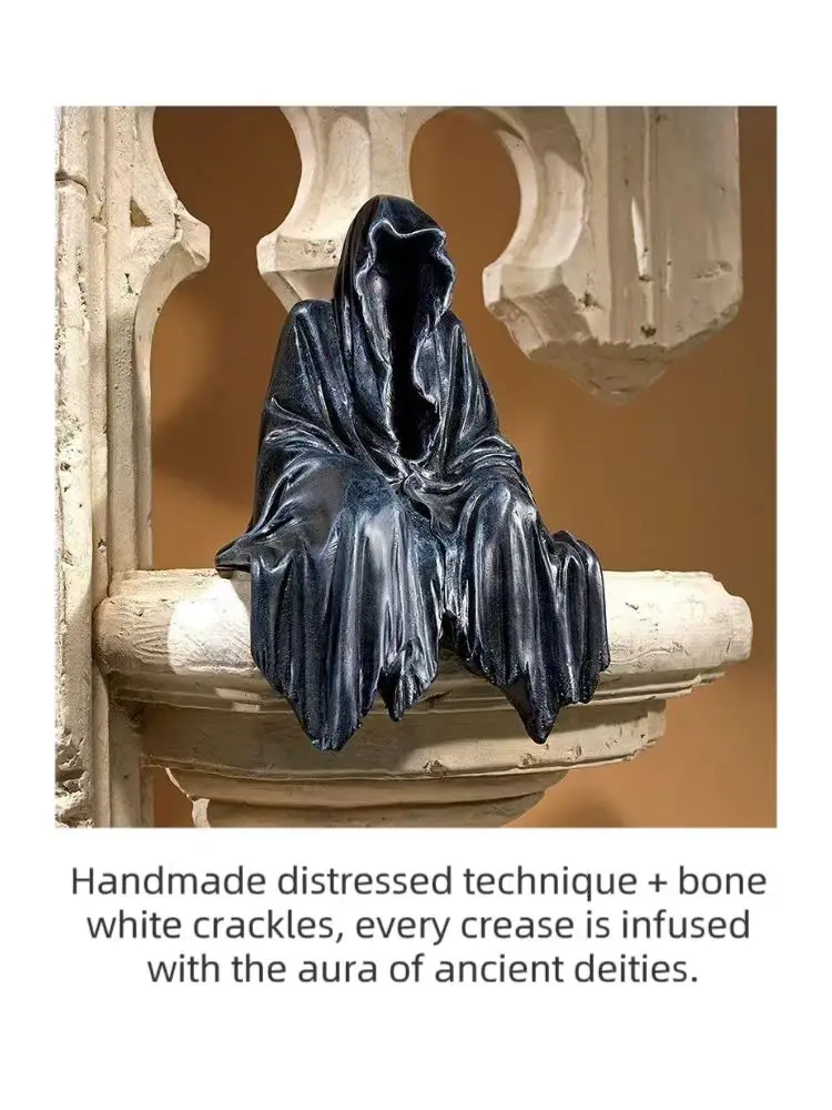 

Gothic Black Robe Night Walker Resin Statue Spooky Halloween Decor Craft Resin Figurine for Garden
