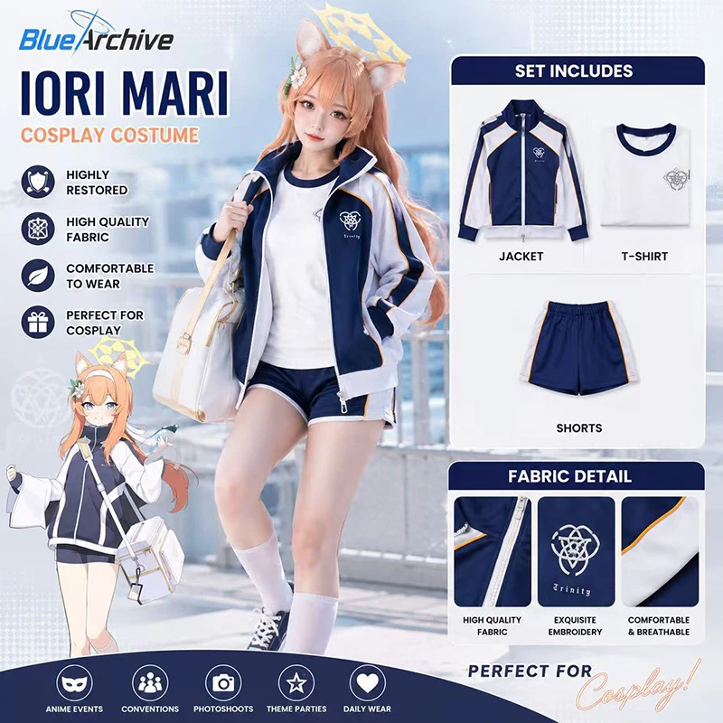 game-blue-archive-iochi-mari-cosplay-costume-halloween-role-play-women-girls-school-gym-uniform-full-suit-wig-coat-shirt-shorts