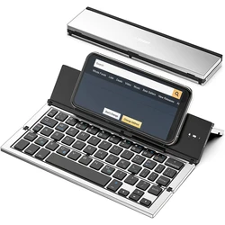 Folding Bluetooth Keyboard Foldable Wireless Keyboard with Pocket Size, Aluminum Alloy Housing, for iPad, iPhone,Android Devices