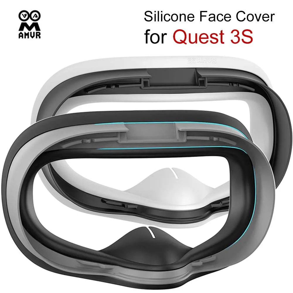 AMVR For Meta Quest 3S Face Cover Silicone Comfortable Sweatproof Protective Cover Eye Mask VR Glasses Accessories
