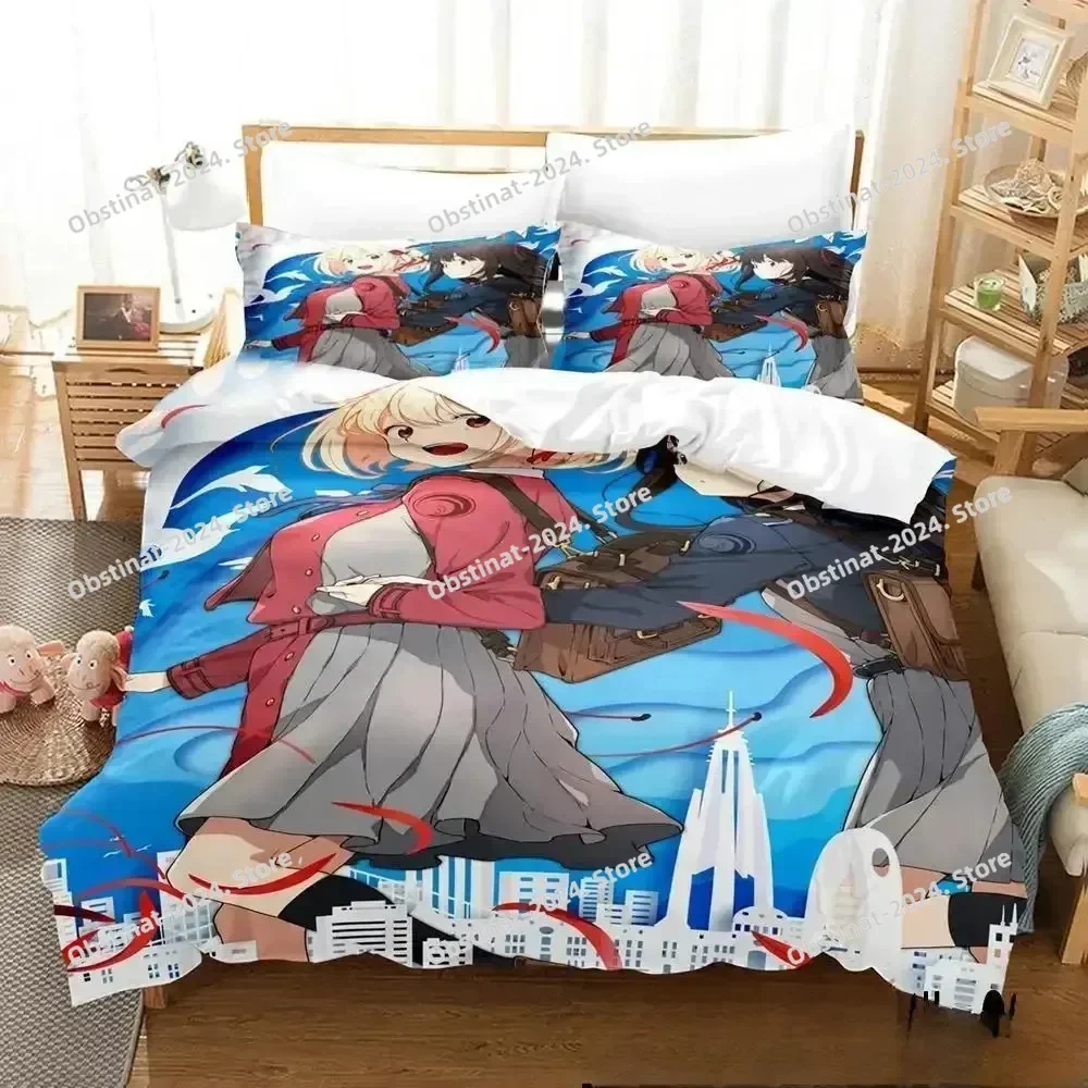 

New Anime Lycoris Recoil Bedding Set Printed With Pillowcase Bed Duvet Cover Soft Single Double Queen Super King Size Boys Adult