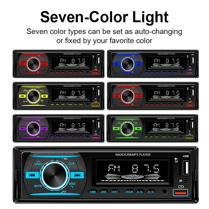 1din راديو السيارة ستيريو الوسائط المتعددة مشغل MP3 ستيريو للسيارة العالمي مع بلوتوث FM 12 فولت ISO الطاقة 60 واط Aux المدخلات USB