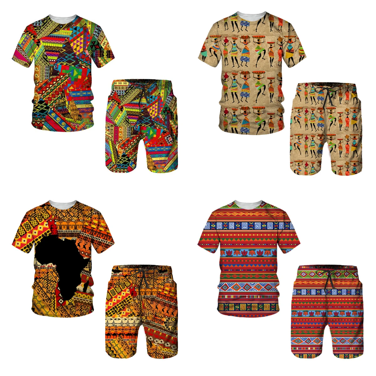 

25-26 Summer Hot-selling Fashion Trend Luxury Suit 3D Printing American Street Breathable Quick-drying T-shirt Shorts Set