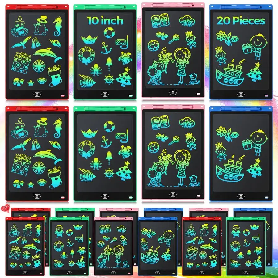 Pcs LCD Writing Tablet for Kids 10 Inch Electronic Doodle Board Colorful Screen Doodle Board Erasable Pad Drawing Pad for Kids T