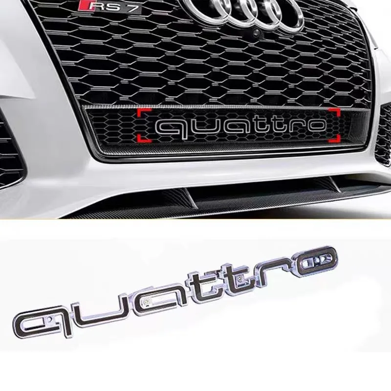 Badge Quattro pour calandre avant de voiture Audi, compatible avec S4 S5 RS3 RS4 RS6 A3 A4 A5 A6 A6L A7 A8 Q3 Q5 Q7 S3 Q1 Q2 A1