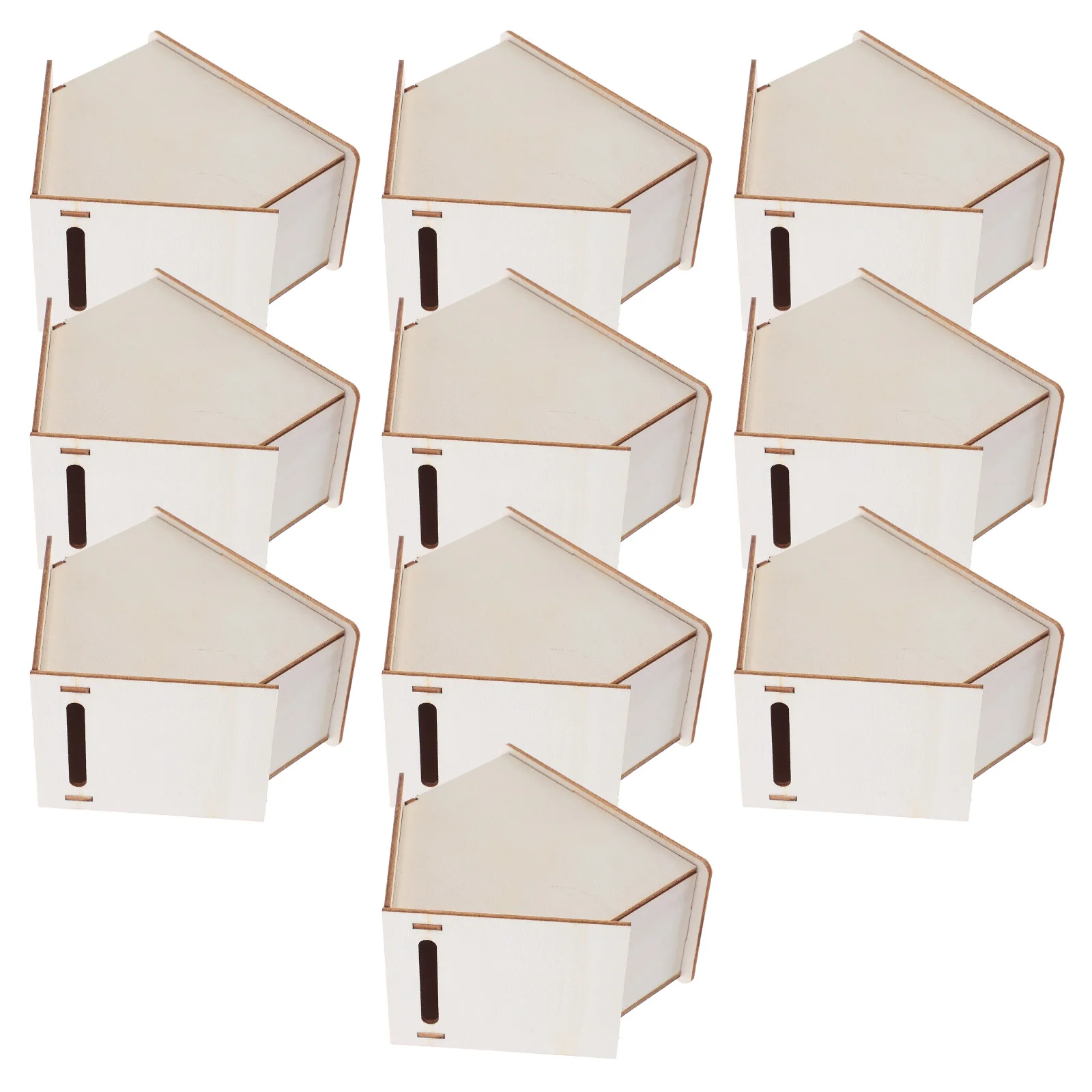 

10Pcs Childrens Wooden Piggy Bank DIY House Craft Kits Unfinished Coin Holder for Creative Painting Mini Wood Houses for Crafts