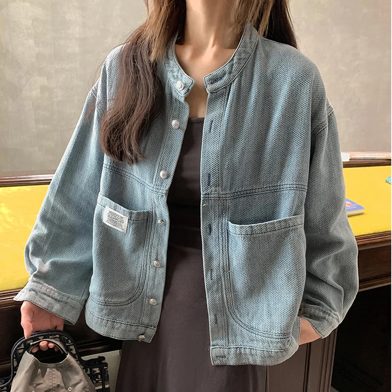 Imagem -06 - Gidyq-jaqueta Jeans Vintage Feminina Streetwear Estilo Americano Cabolsas Soltos de Manga Longa Outwear Feminino Casual Bolso Outono Y2k Nova