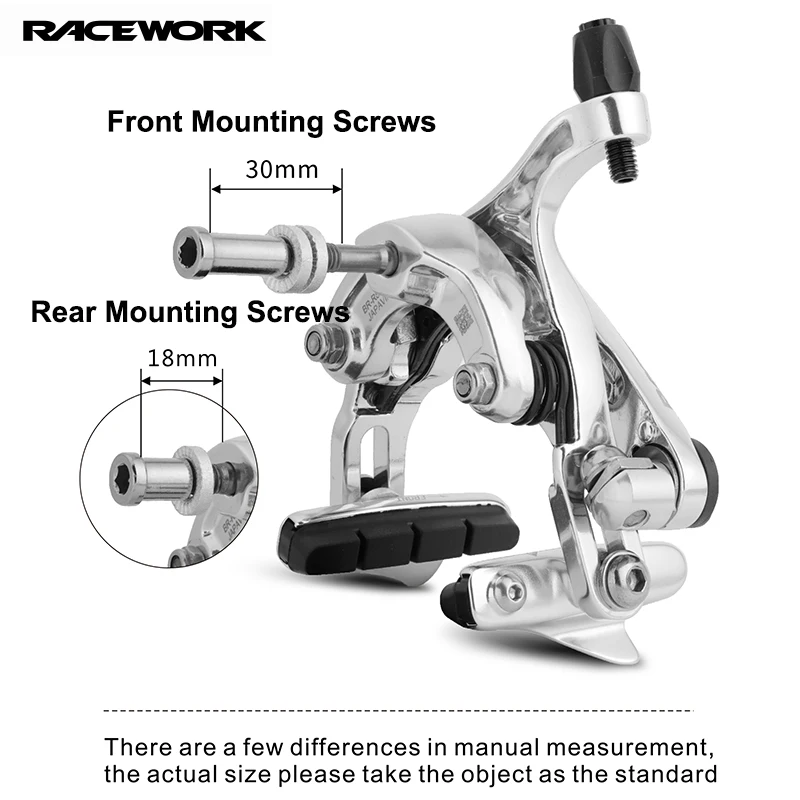 RACEWORK Road Bike Dual Pivot Calipers R8000 Bicycle Brake Polished Silver Front Rear Side Pull Caliper Rim Folding Bike C Brake