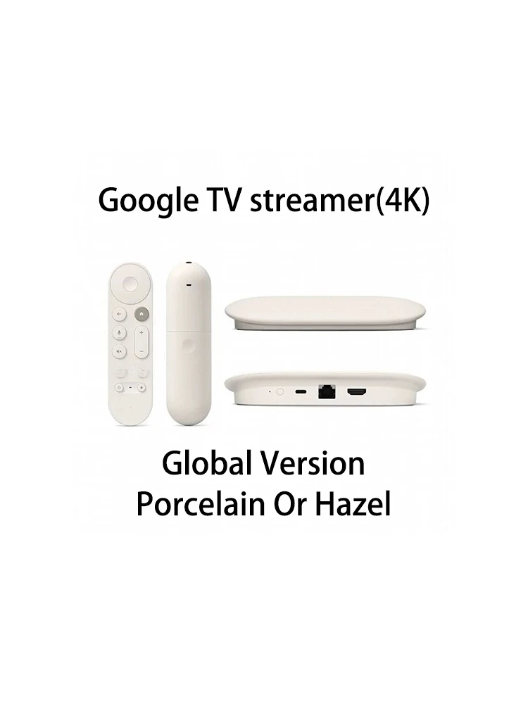Google TV Streamer 4K Porcelain/Hazel, obsługuje technologie 4K, HDR i Dolby Vision, urządzenia smart home, ładowarka US. — 2