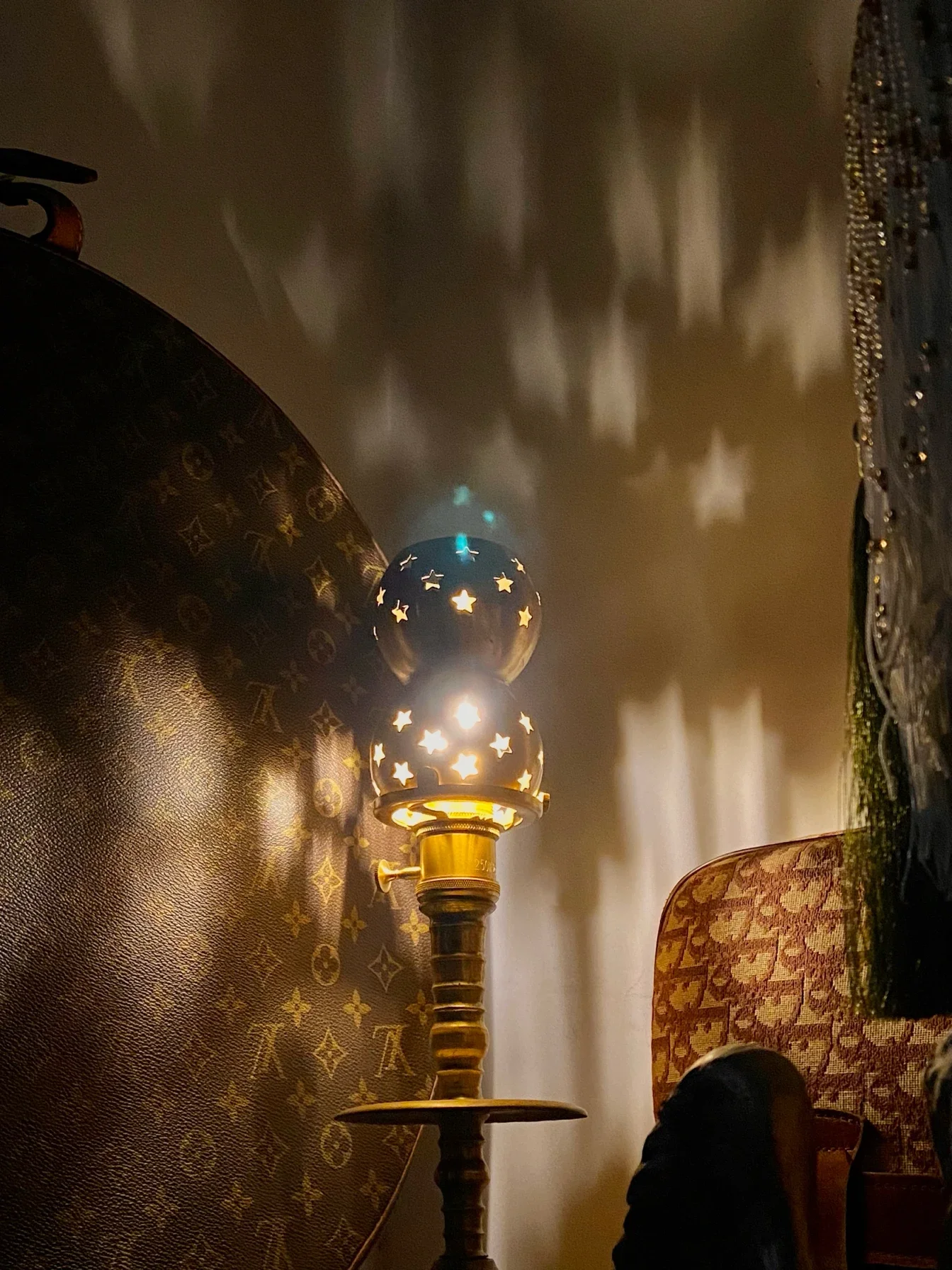 Medieval brass desk lamp, star light spot lamp, night light