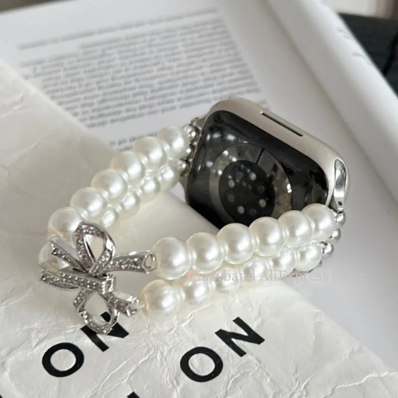 2025 جديد القوس تمتد مطرز حزام ساعة نسائية حزام لساعة أبل 38/40/41/42/44/45/46/49 مللي متر ل Iwatch 9 8 7 6 SE سوار