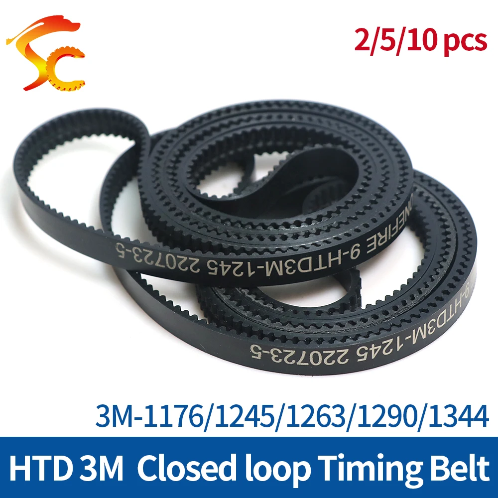 ONEFIRE High quality Timing Belt 3M-1176/1245/1263/1290/1344mm Width 6/10/15mm Rubber Closed Loop HTD3M Synchronous Belt