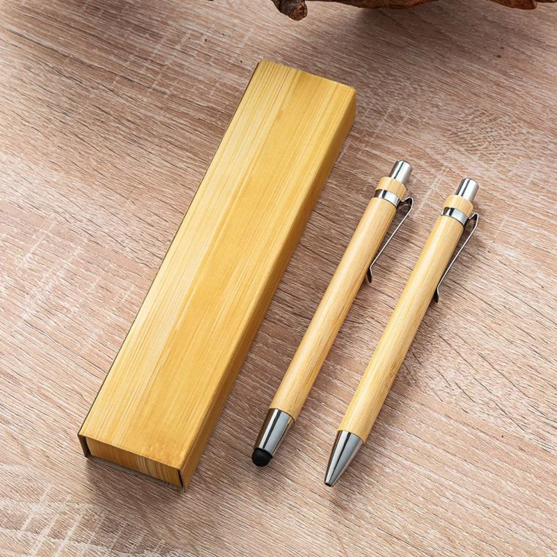 10Set Bamboo Multifunctional Touch Pen & Ballpoint Pen Office School Wrting Stationery Business Signature Ball Pens