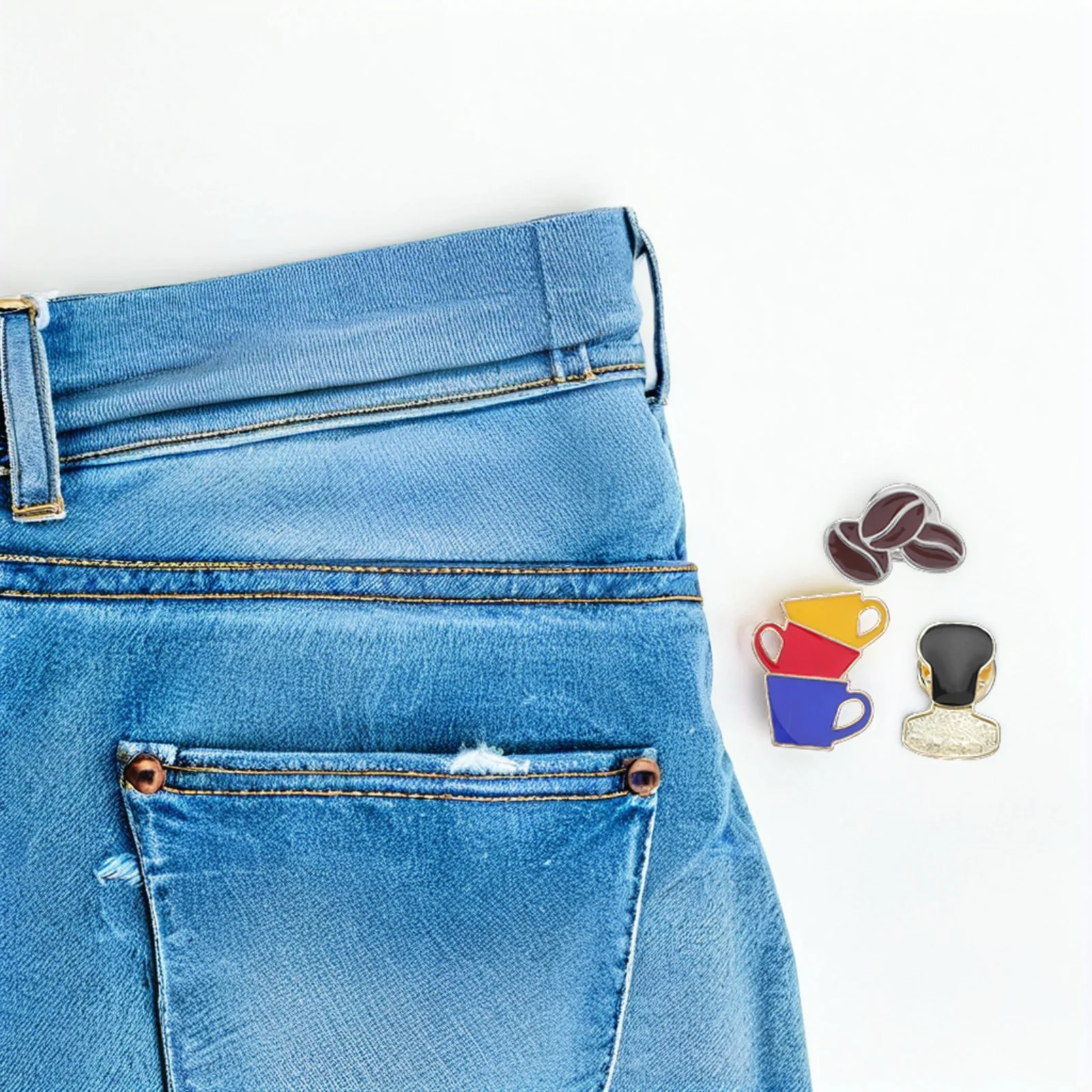 

3Pcs Coffee Cup Brooch Pin Exquisite Metal Coffee Bean Tamper Lapel Pins for Hats Scarves Coats Cafe Themed Jewelry Accessories