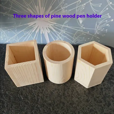 Bilashmart Pine wood round pen holder Wholesale Solid Wood Pen Holder HandmadeDIYPen Holder Ultra-light Clay Snowflake Mud Wooden Mold