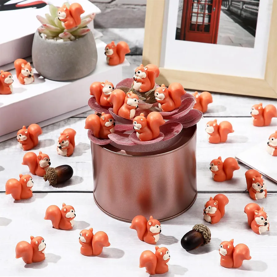 5/10 قطعة تماثيل السنجاب الراتنج الصغيرة الحيوانات الصغيرة DIY بها بنفسك الجنية حديقة الزجاج الحاويات بوعاء النبات ديكور