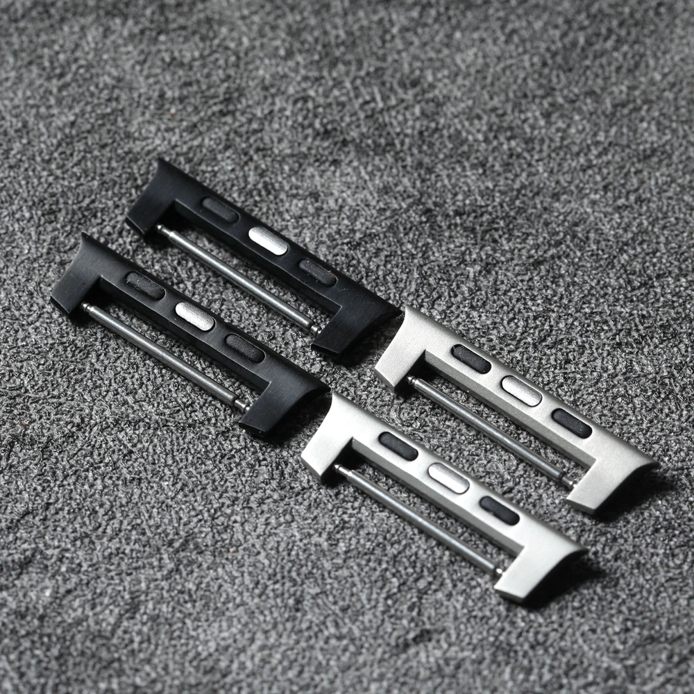 Stainless Steel Black Titanium Color Connector 44MM 45MM 46MM 49MM*24MM Suitable for Apple Watch Leather Strap Adapter image 6