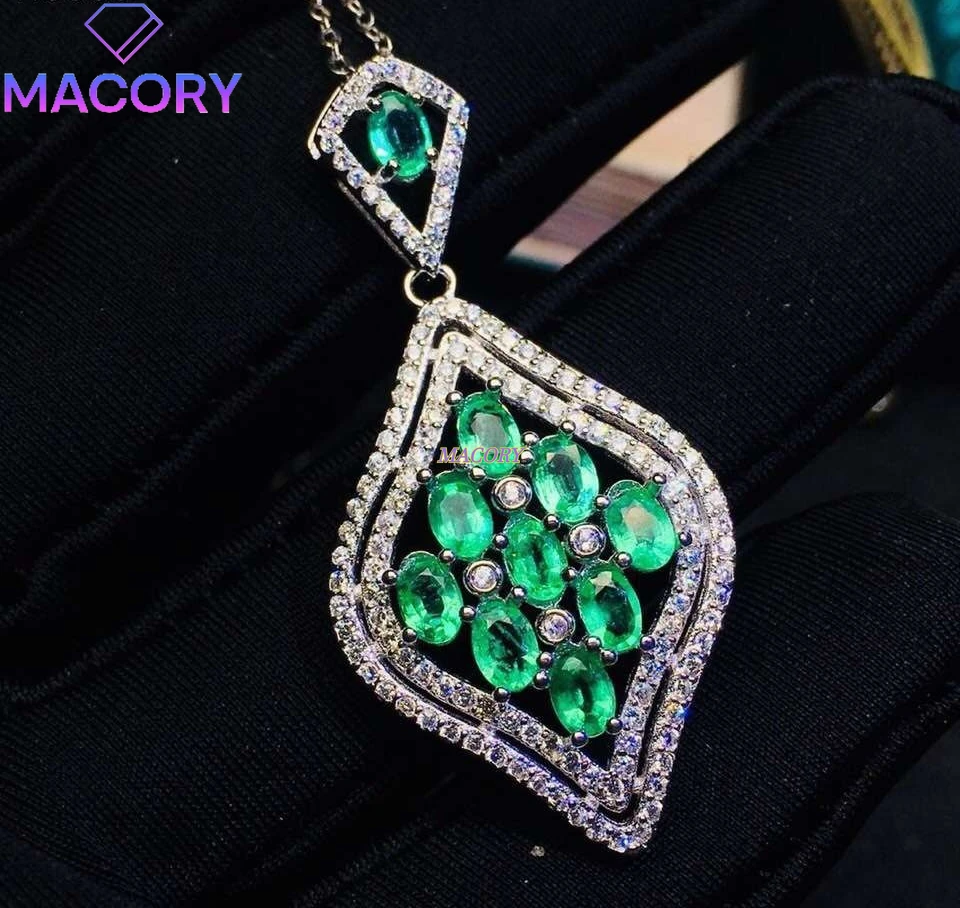 

Natural emerald pendant S925 sterling silver women's emerald king genuine high-end fashion women's pendant with certificate