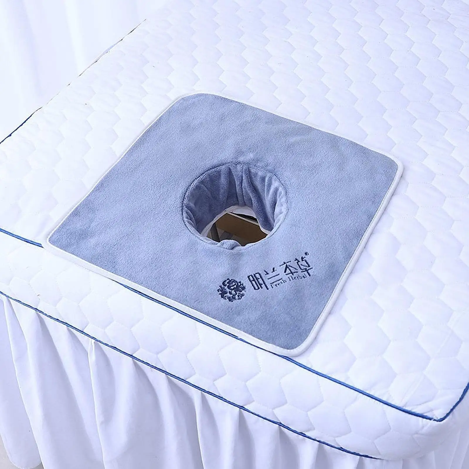 얼굴 구멍이 있는 스파 타올, 세탁 가능, 얼굴 호흡 구멍 마사지 테이블 커버, 살롱 테이블용 스팀 마사지 타월, 35x35cm