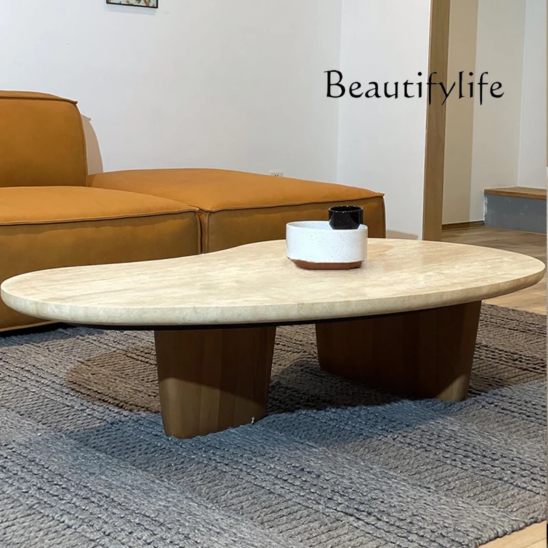 

solid wood travertine coffee table combination minimalist small apartment living room household special-shaped small tea table