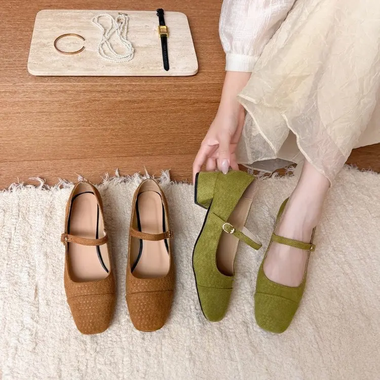 2026 Spring New Soft-Soled Mary Jane Shoes with Single Buckle, Non-Slip, Fairy Style, Chunky Heels for Women