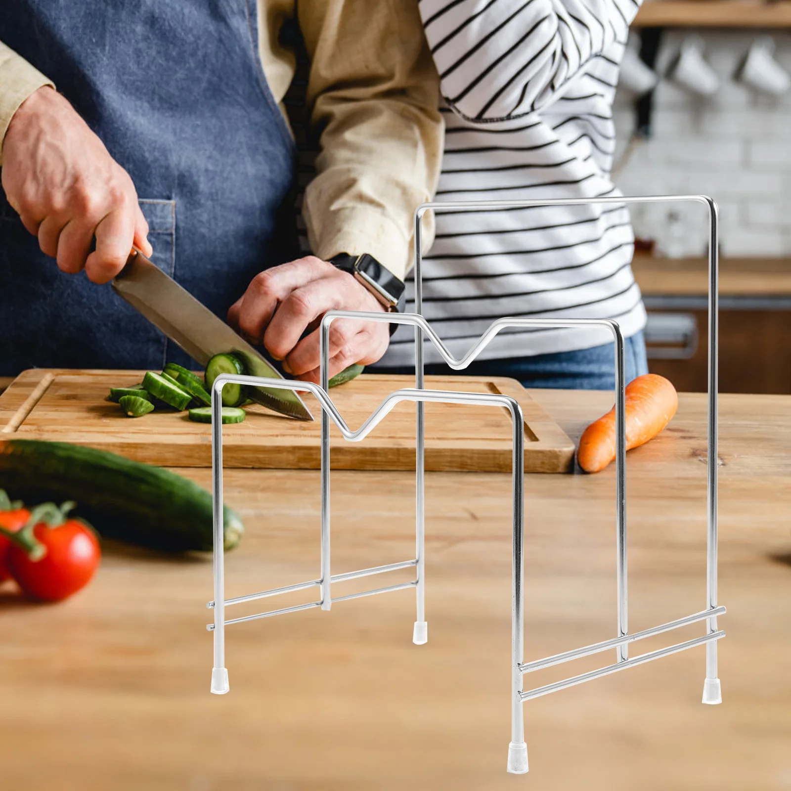 

Cutting Board Organizer Rack Round Corner Design Smooth Edges Pot Lid Holder Kitchen Storage Stand Chopping Board Holder