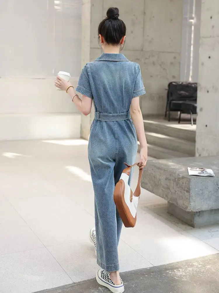 【Reference Size Chart Selection】Women\'s Denim Jumpsuit Women\'s Summer Slim Fit Waist Long Jumpsuits Women\'s Clothing Trend 2024