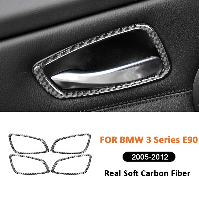 

For BMW 3 Series E90 E90 E93 2005-2012 Carbon Fiber 4PCS Car Door Inner Pull Handle Frame Decorative Sticker Interior Parts