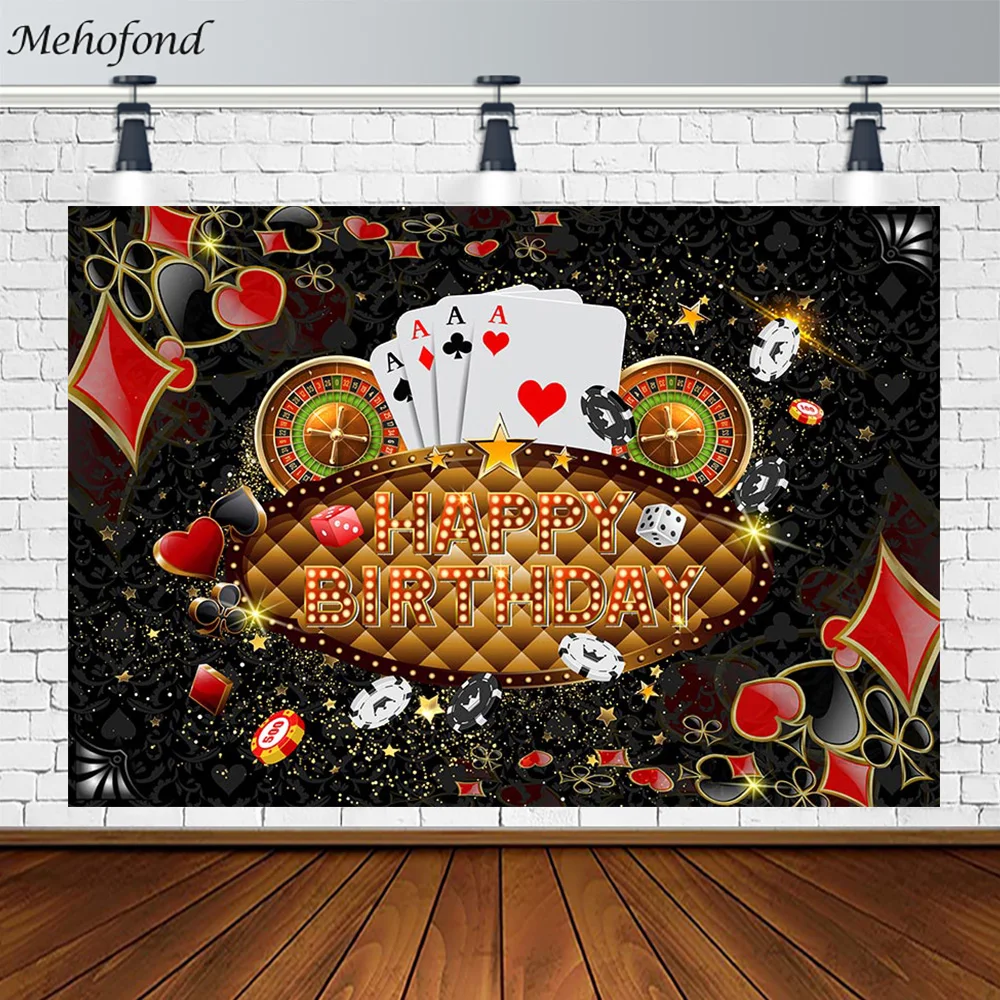 

Mehofond Casino Themed Backdrop Poker Adult Birthday Las Vegas Photography Background Party Decoration Photo Studio Photocall